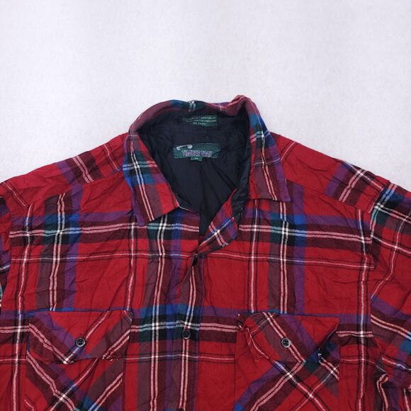 Timber Trail Madras Flannel Button Up Long Sleeve Shirt Mens Size Medium M Red - Picture 1 of 10